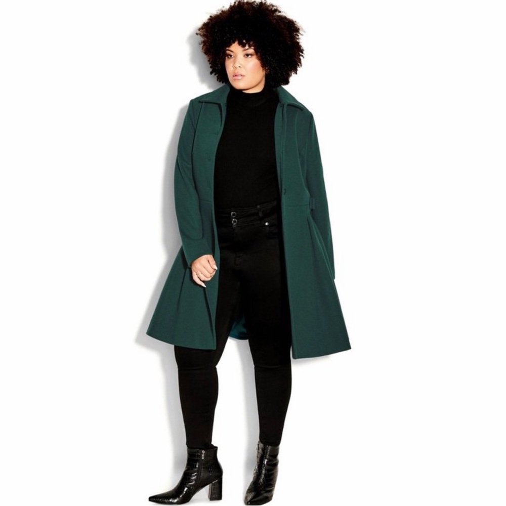 NWT City Chic Blushing Belle Coat - Jade Green - Size 20 / L - Picture 4 of 16